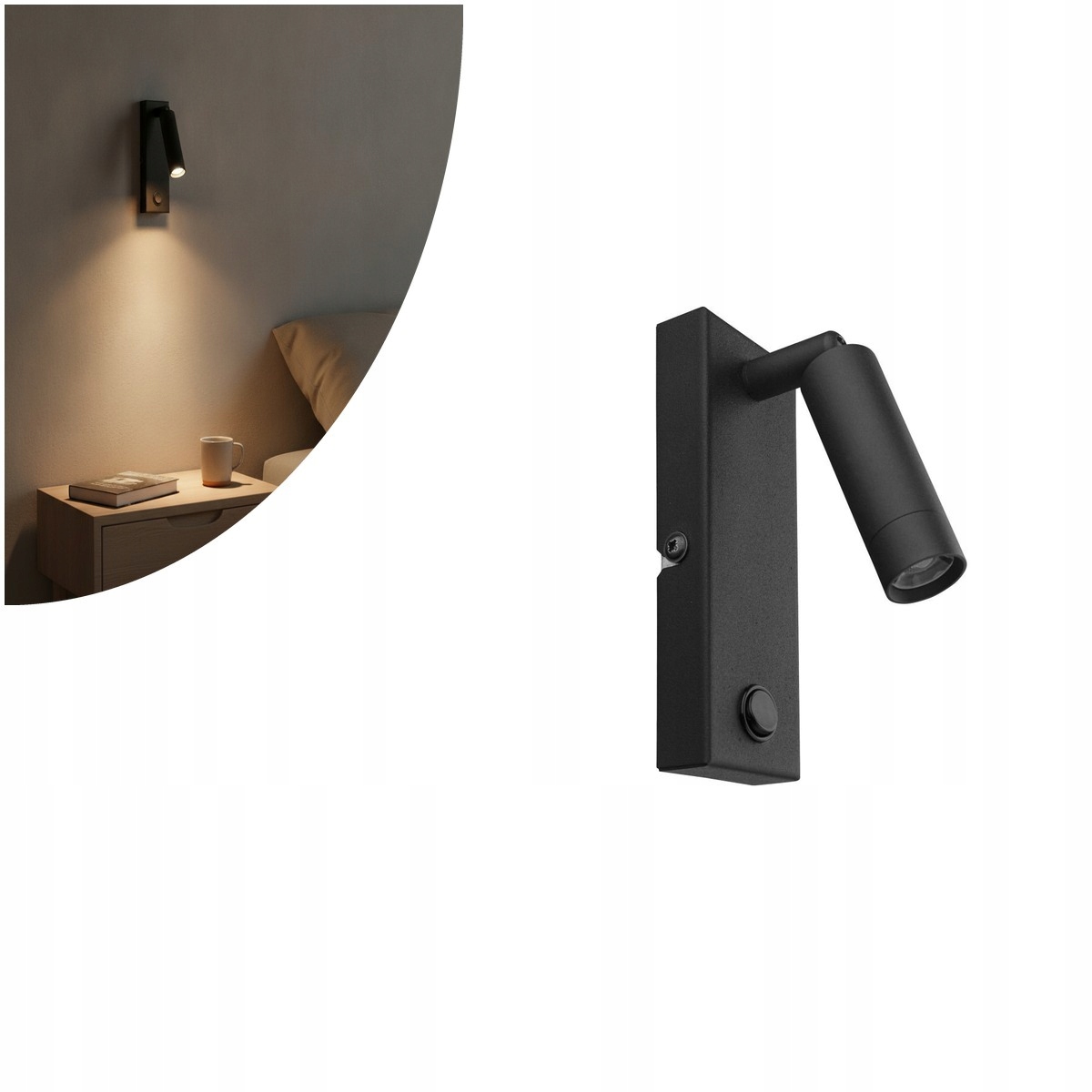 Černé nástěnné svítidlo Enzo Led nad postelí, útulná atmosféra Tk Lighting