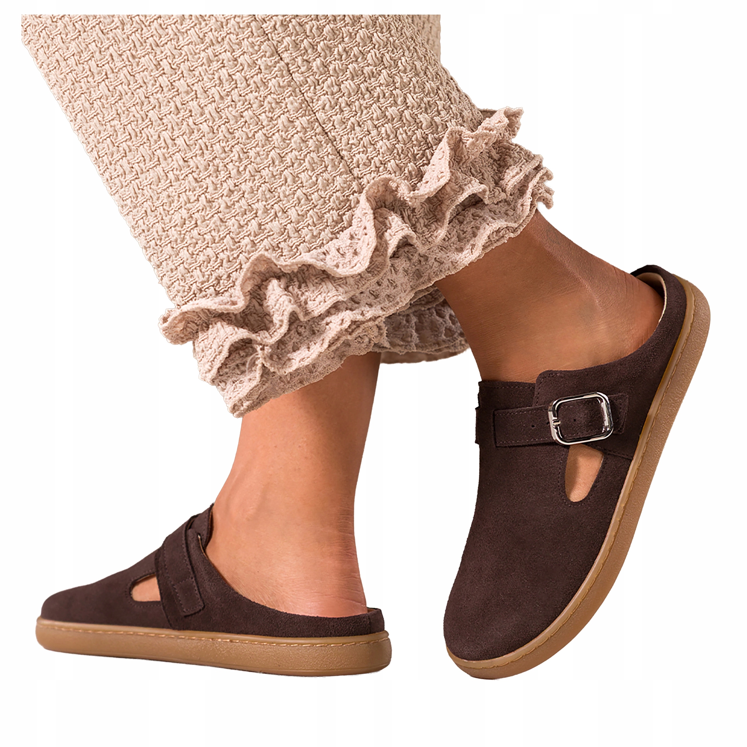 Nazouváky Barefoot Čokoládové Dámské Kožené Pásek se stříbrnou sponou, velikost 36