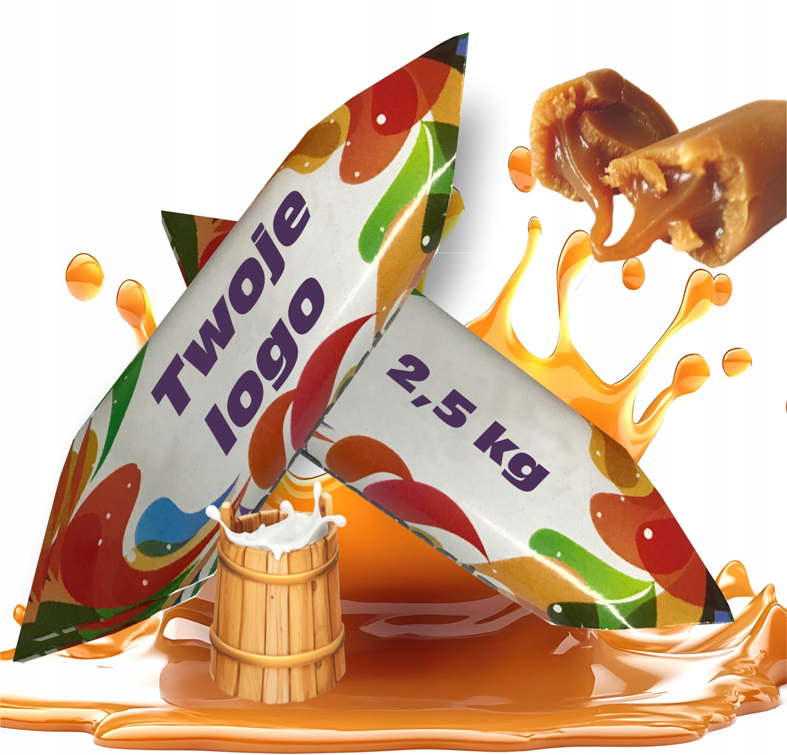 Levně Bonbóny Krówki S Vaším Logem 2,5KG Firemní bonbóny krówki Projekt gadgety