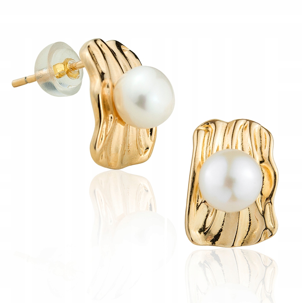 Pozlacené Stříbrné Náušnice S Pravými Perlami