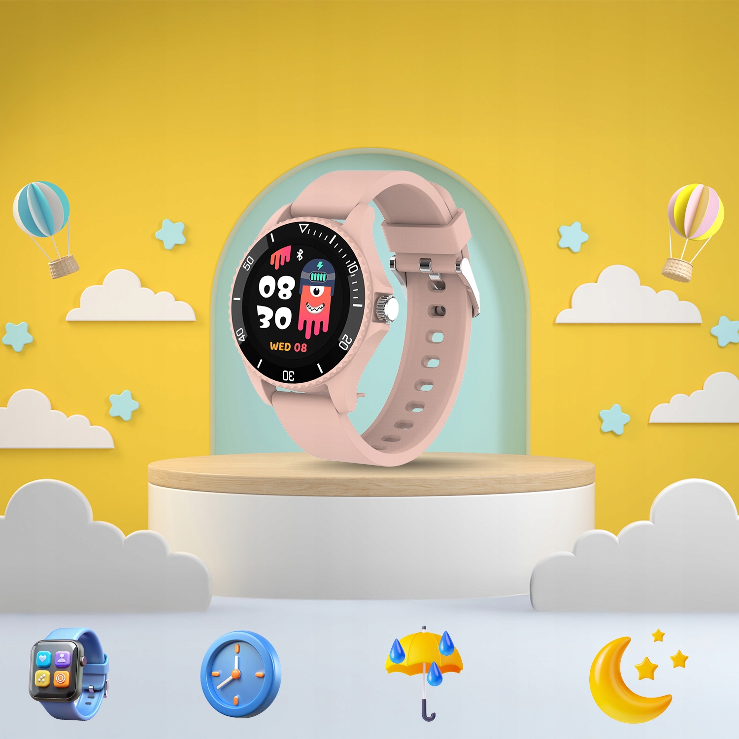 Inteligentné hodinky pre dieťa, dievčatko, náramkové hodinky, vodotesné, IP68 Farba ružová