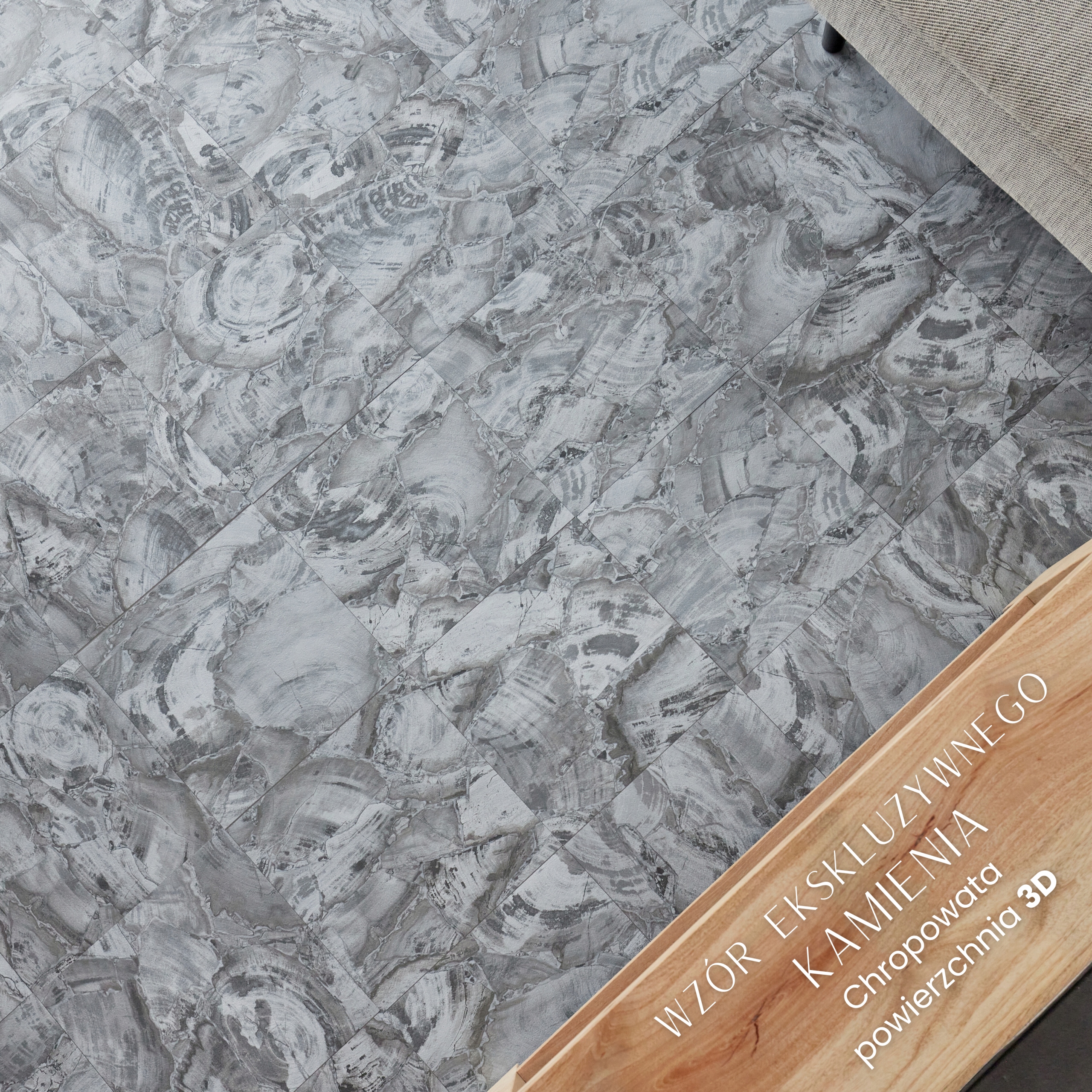 Płytka Winylowa Samoprzylepna 1 SZTUKA SZARY KAMIEŃ Panel Marmur Terakota Kolekcja Płytka Samoprzylepna Self-Adhesive SZT