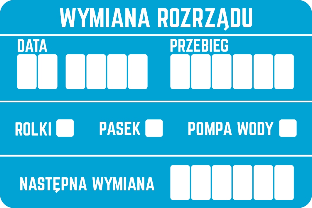 

Naklejki Serwisowe 8 szt Wymiana Rozrządu 9 x 6 cm