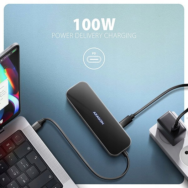 Axagon HMC-6GLN, Usb 5Gbps hub, 2x Usb-a, Usb-c, Hdmi 4k 60Hz, RJ-45 Glan