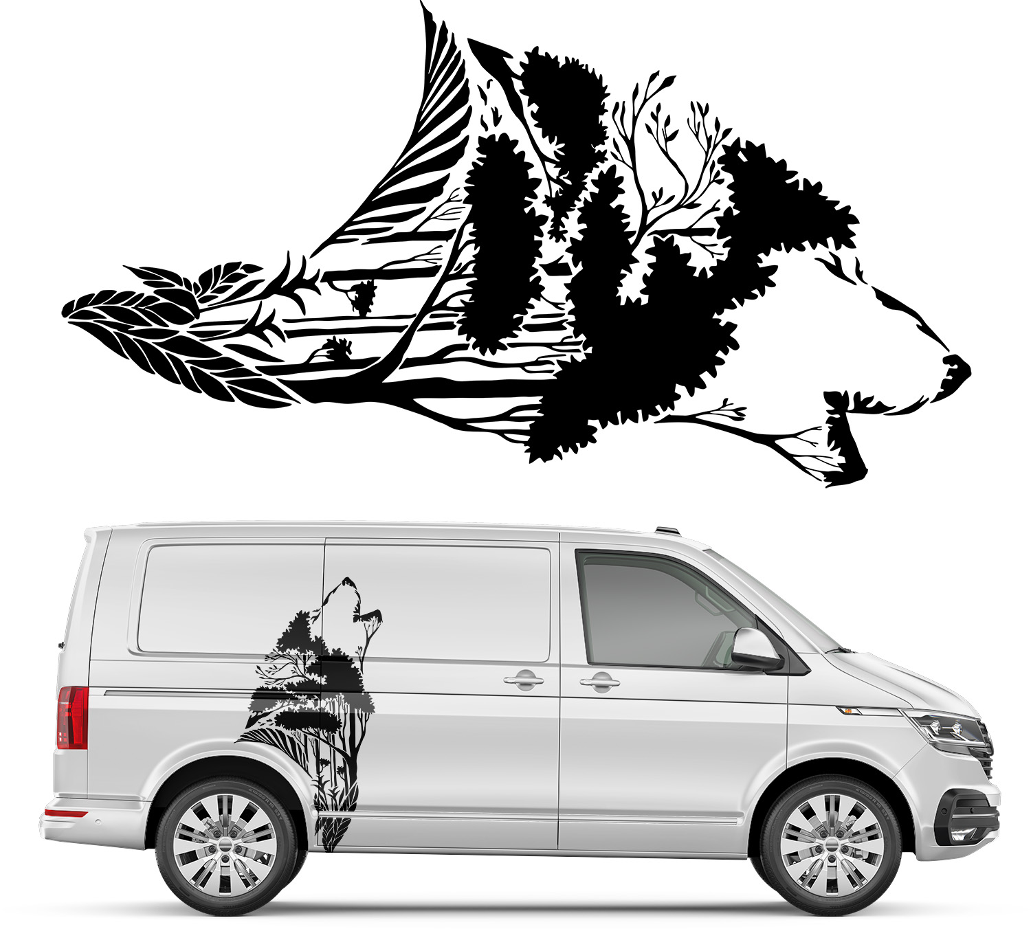 Samolepka na auto Motiv Vlk Les 86 cm x 160 cm