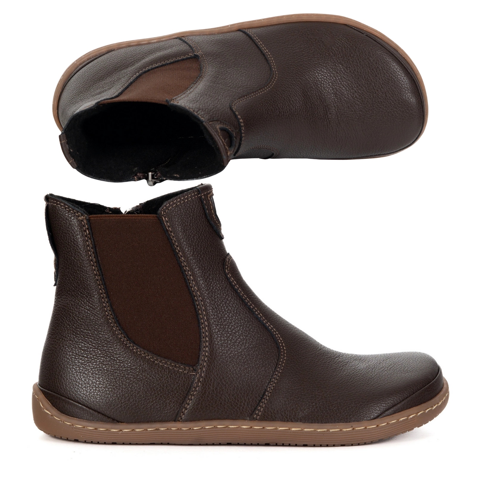 Dámské barefootové boty s zatepleným zipem 1263 hnědé 40