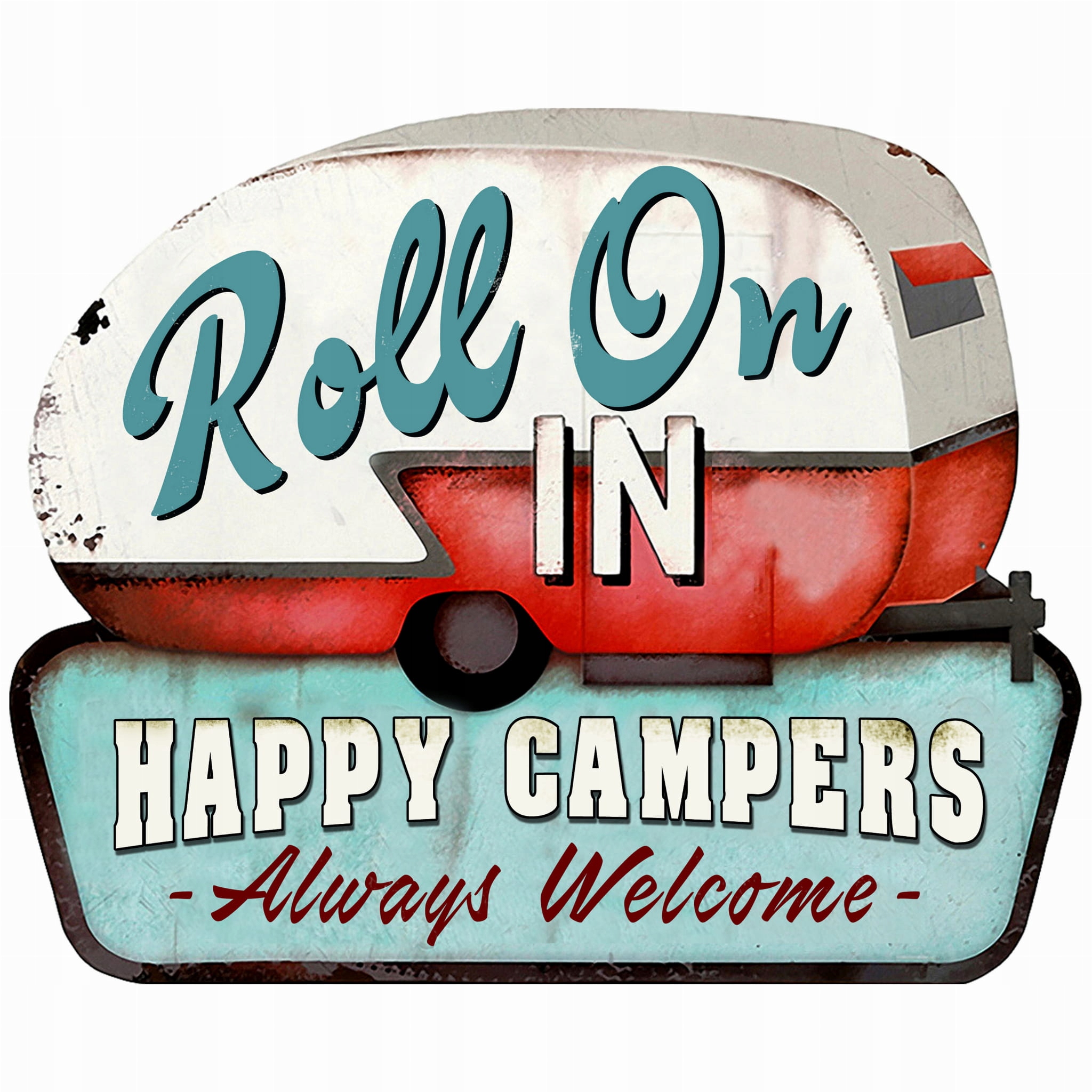 Metalowa Tablica Vintage Plakietka Retro Happy Campers Blacha Garażowa