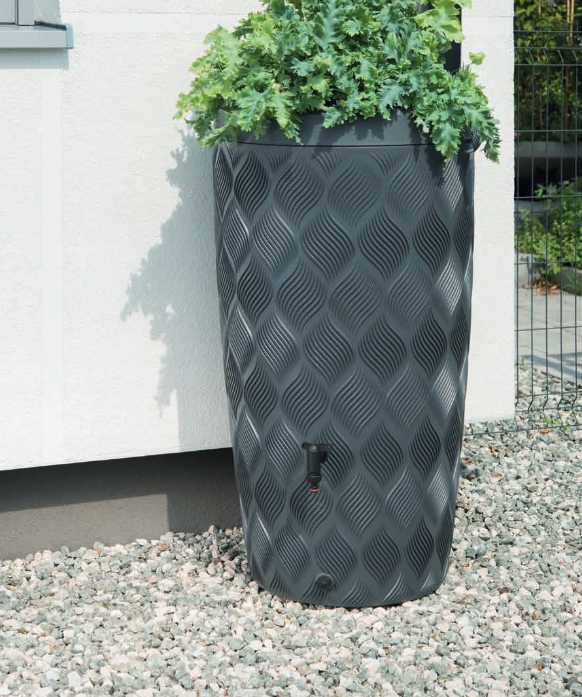 ZBIORNIK NA DESZCZÓWKĘ 240L FLOW ANTRACYT ZESTAW PRZYŁĄCZENIOWY KRANIK Kod producenta 4760-014