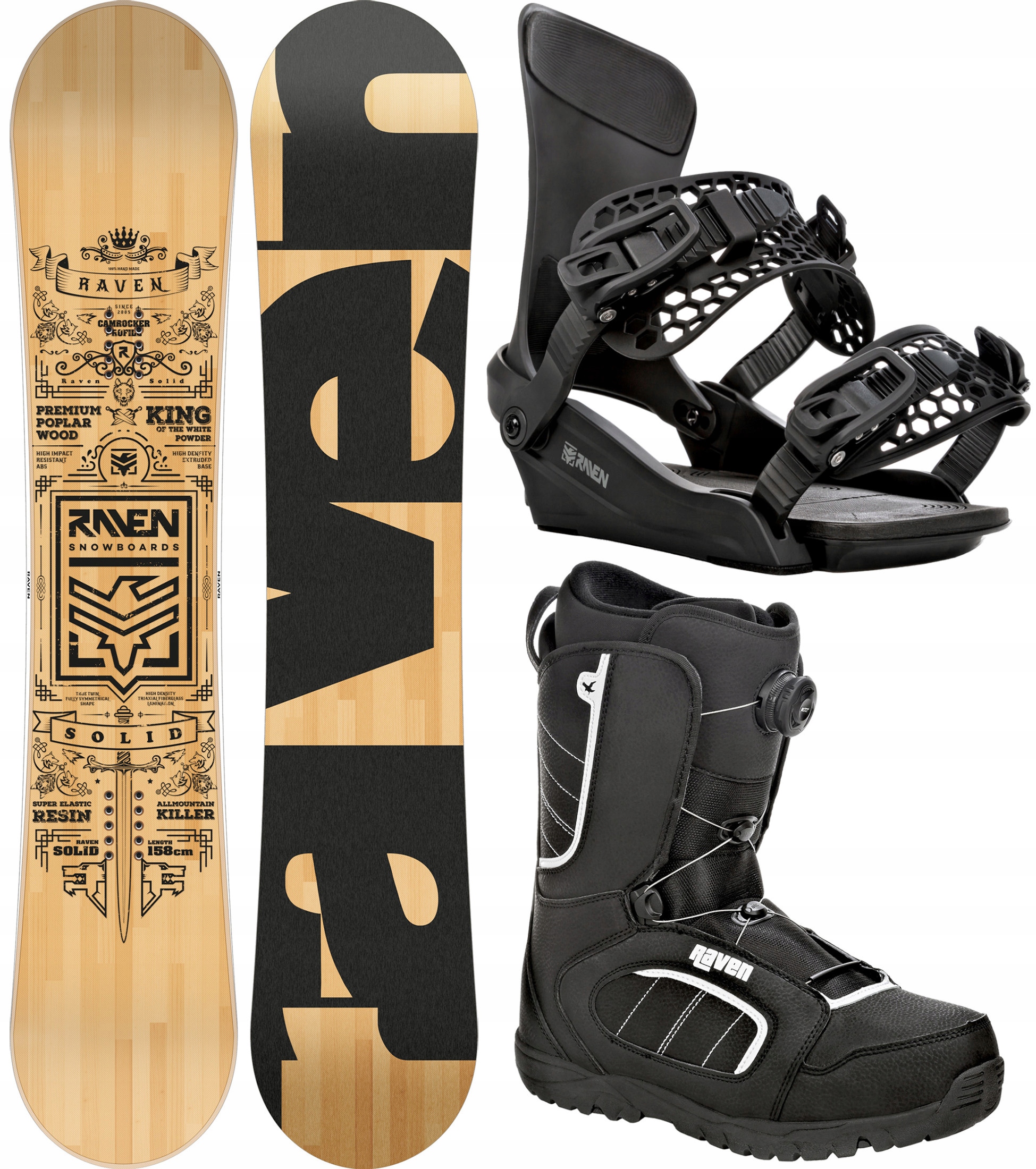 Zestaw Snowboard RAVEN Solid Classic 162cm Wide + King + buty Target MOZ