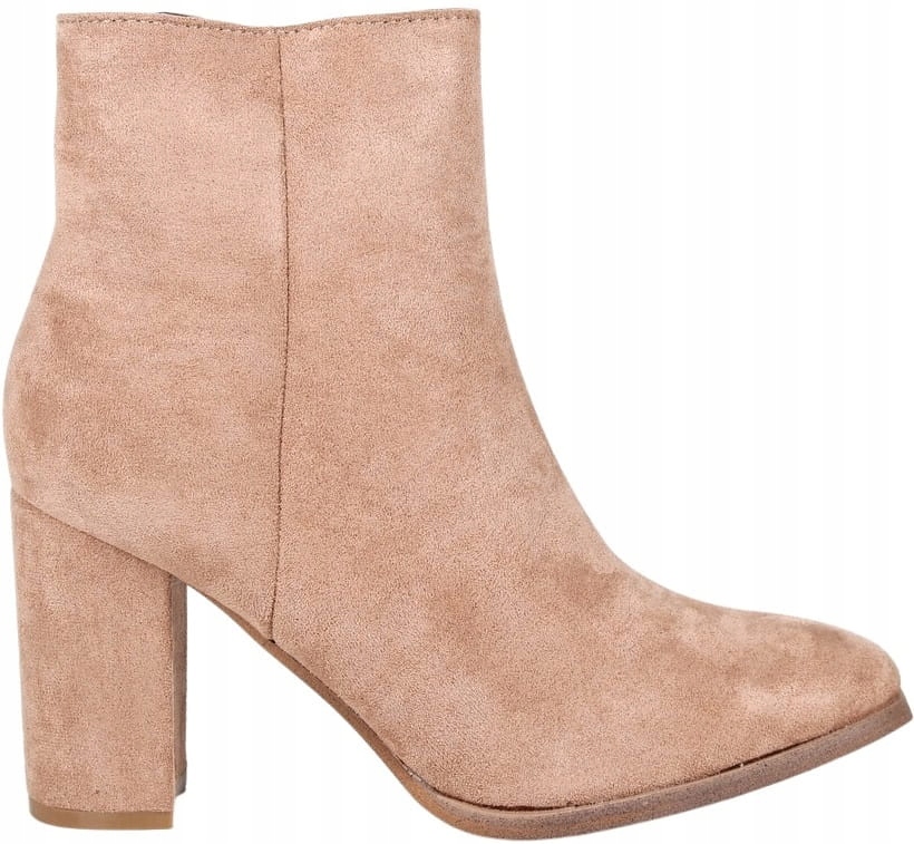 Dámské Kotníkové Boty Na Podpatku Khaki, Béžové, Semišové, Módní