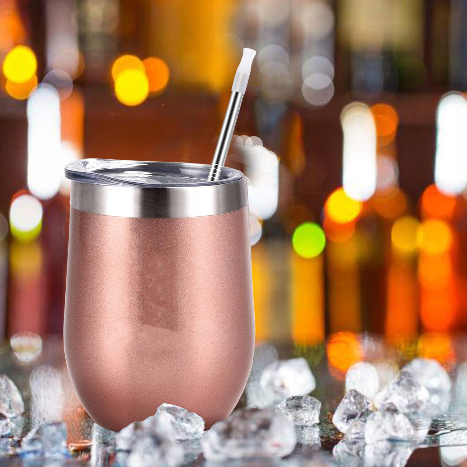 2X PODWÓJNA ŚCIANKA KUBEK 360 ML ZE STALI NIERDZEWNEJ Z POKRYWKĄ I SŁOMKĄ EAN (GTIN) 0889328853587