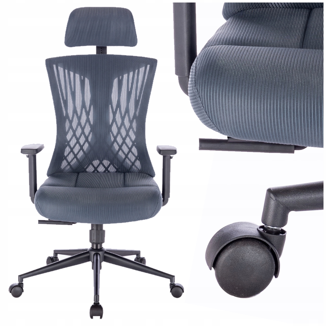 Kancelářská židle otočná Ergonomická Kancelářská židle nastavitelná šedo-oblohová