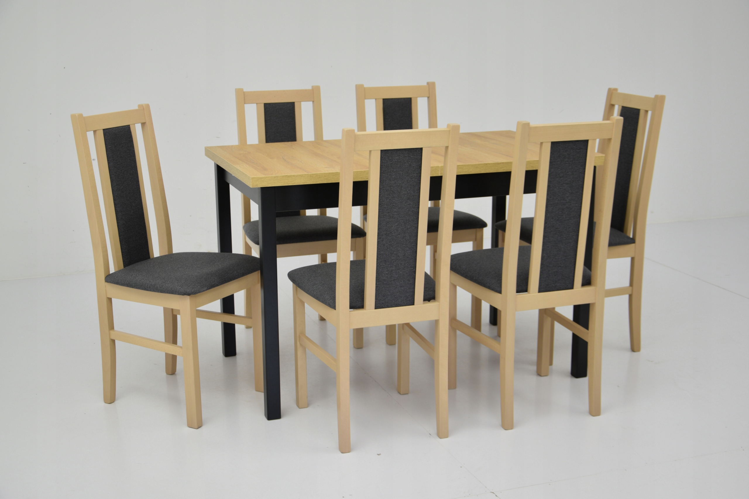 Zestaw drewnianych krzeseł i stół 70x120/160 SZARY Kod producenta M-10 +B-14