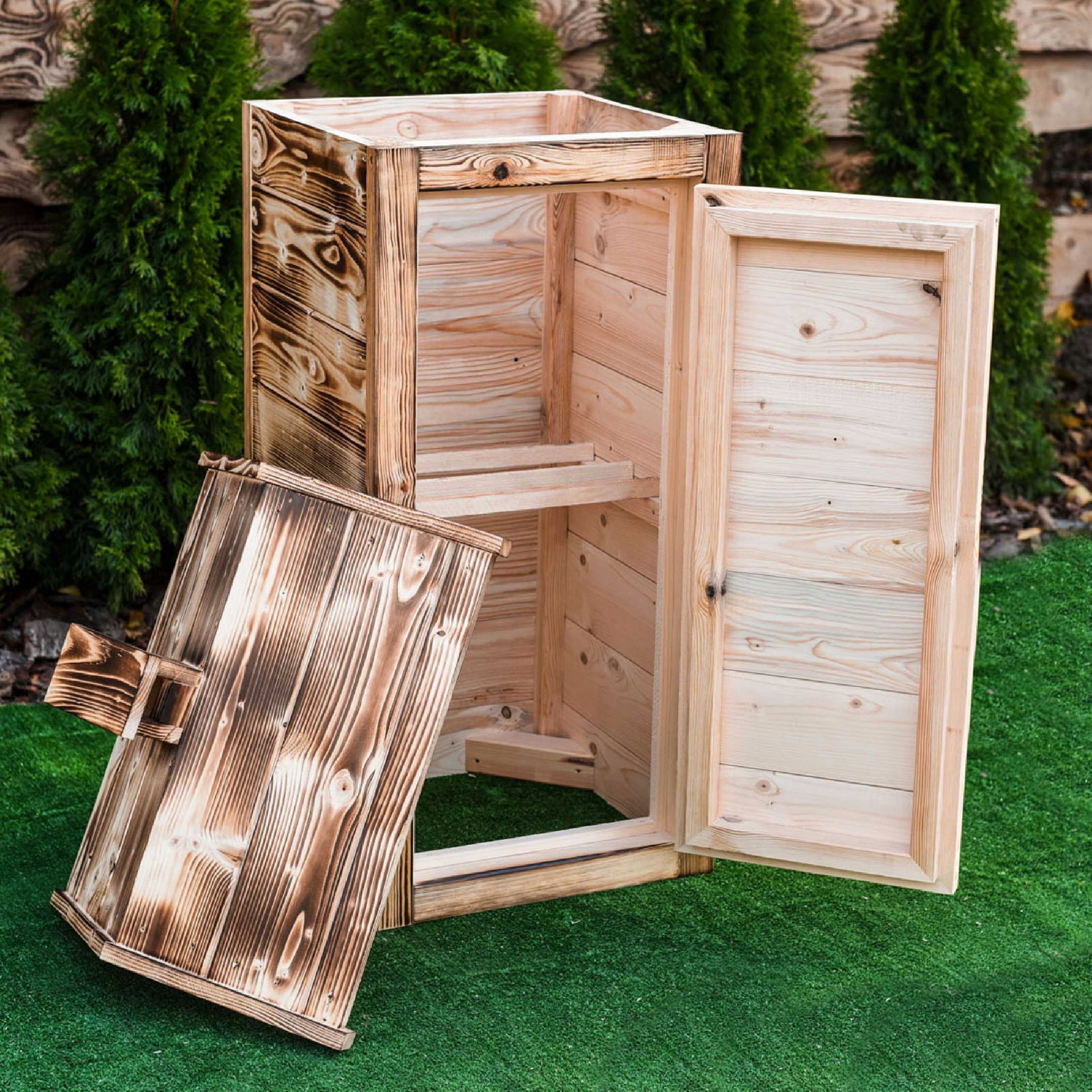 WĘDZARNIA OGRODOWA DREWNIANA SOLIDNA DOMOWA OPALANIE PANKORNIK KOMORA Materiał drewno
