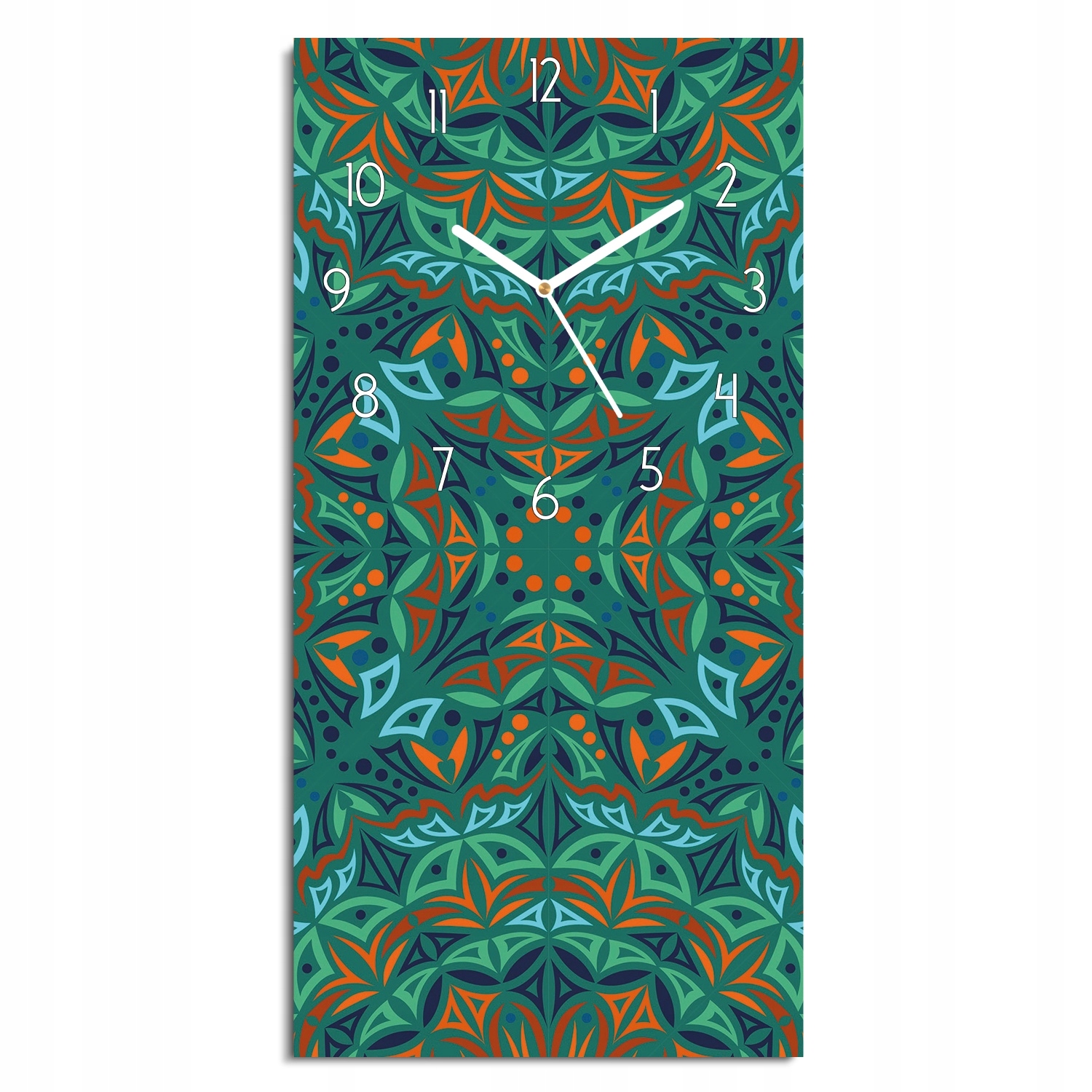 hodiny s grafikou Kaleidoskop květiny obdélník 30x60