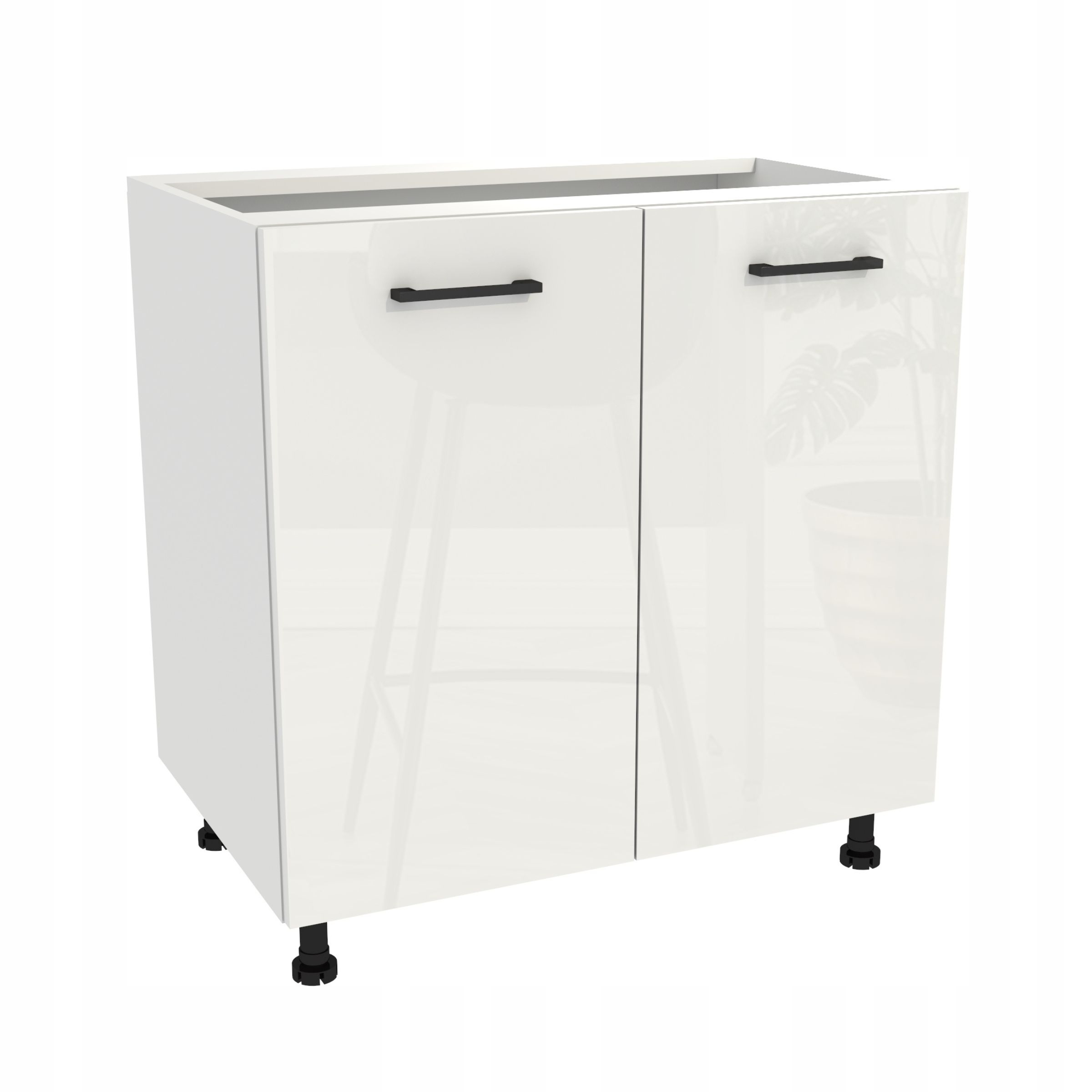 Dolní kuchyňská skříňka 80 Capri korpus Bílá přední strana Bílý Akryl Lesk