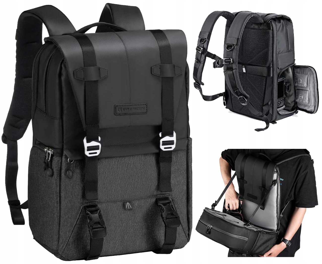 K&f Batoh fotografický batoh 20 l na cestovní fotoaparát Voděodolný Pro