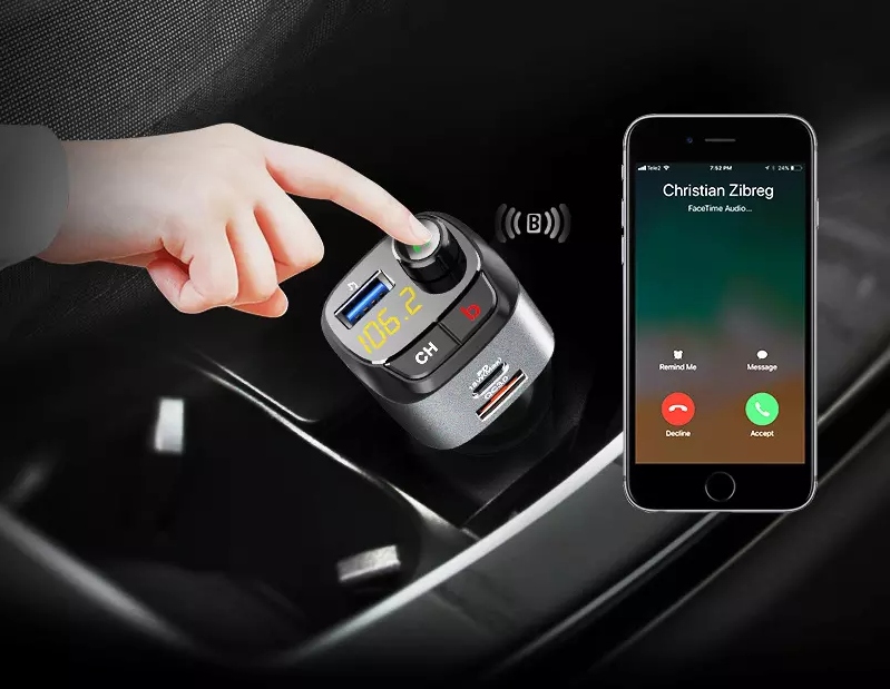 TRANSMITER FM ADAPTER BLUETOOTH USB SD MP3 QC 3.0 Marka GT