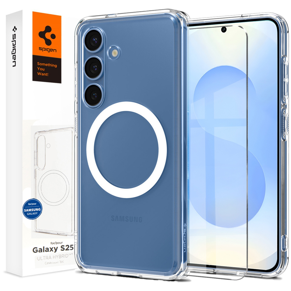 Pouzdro s MagSafe Spigen pro Galaxy S25, Ultra Hybrid Case Sklo na displej 9H