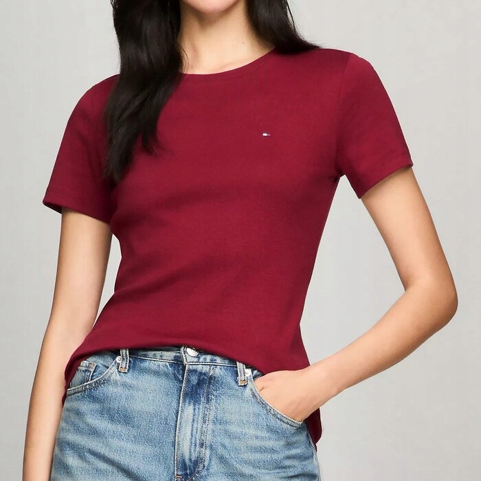 Tričko Tommy Hilfiger bavlněné bordó klasické L (nové)