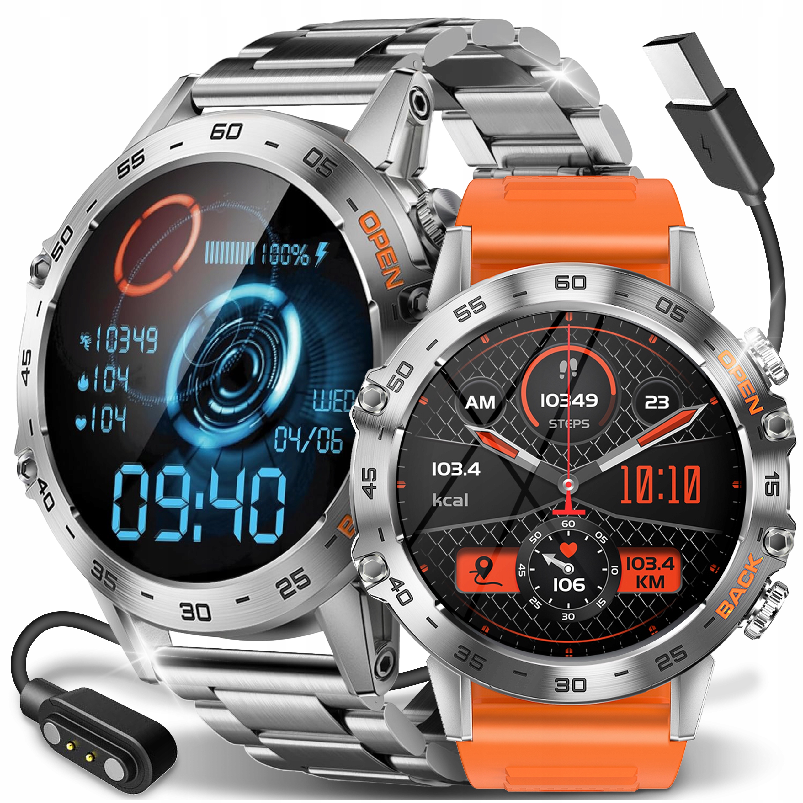 Pánské Chytré Hodinky S Tlakoměrem Hovoru Dva Řemínky Menu Polské