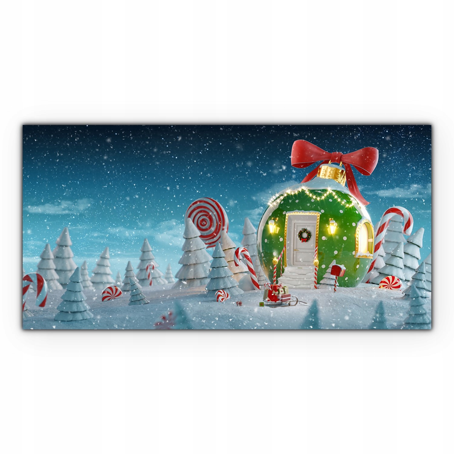 

Obraz szklany Bombka domek choinka zima 100x50 cm