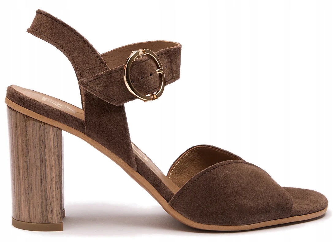 Dámské Sandály Na Podpatku Hnědé Dámské Vysoké Kožené Módní Ryłko 39