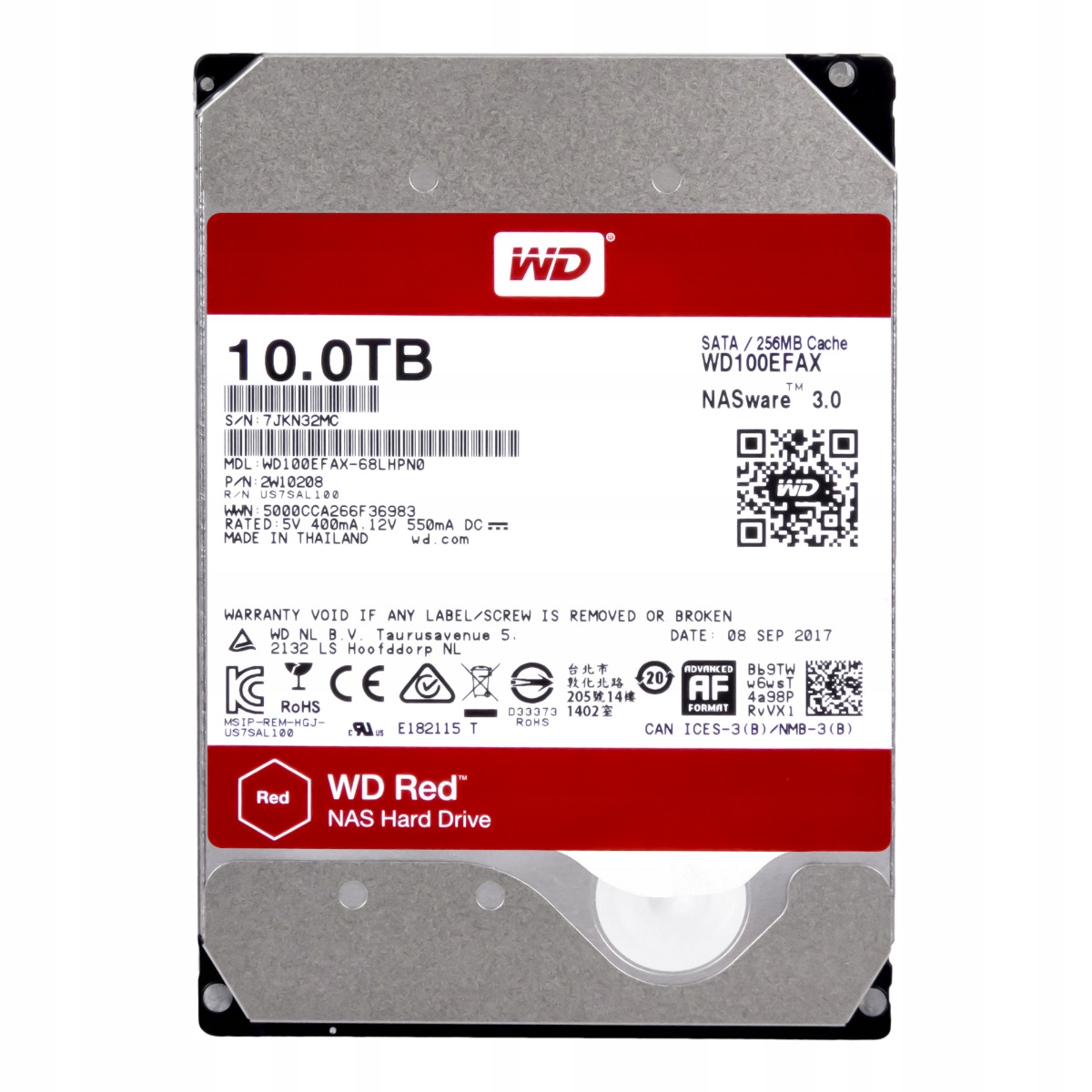 Wd Red 10TB 5.4K 256MB Sata III 3.5'' WD100EFAX NASware 3.0