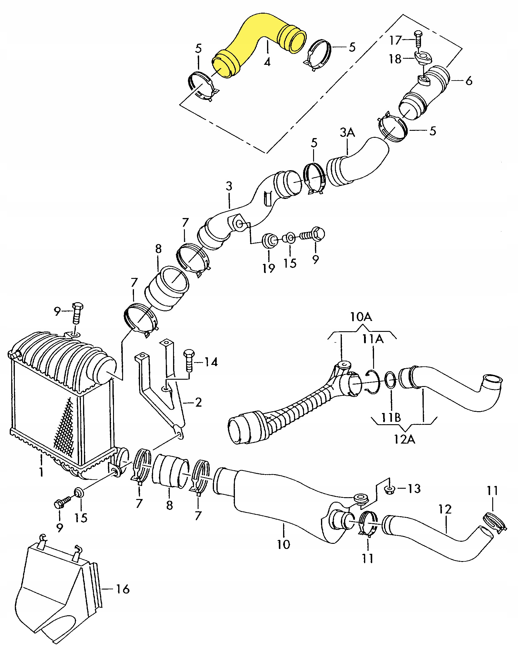 TURBO RURA INTERCOOLERA VW GOLF 1.9 TDI 1J0145838B Producent części Proparts Krawczyk