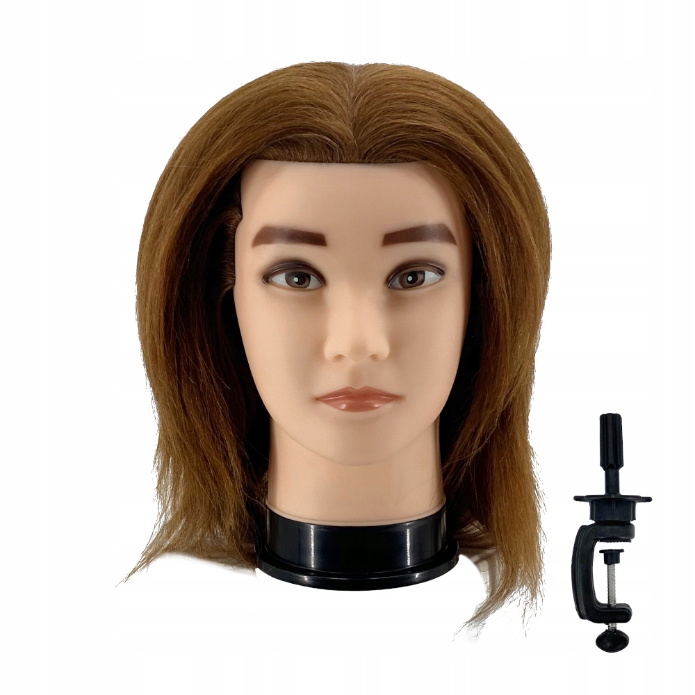 Kadeřnická Hlava Tréninková Hlava Mužská Přírodní Lidské Vlasy Hnědé