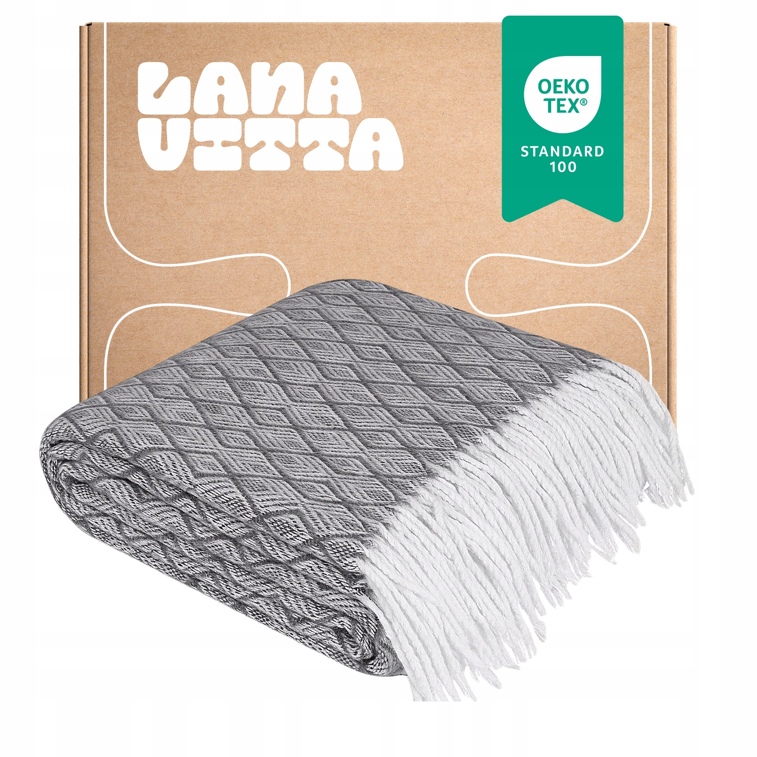 Polovlněná deka Jasmin Přehoz na postel Pled Tmavě šedá 140х200 cm