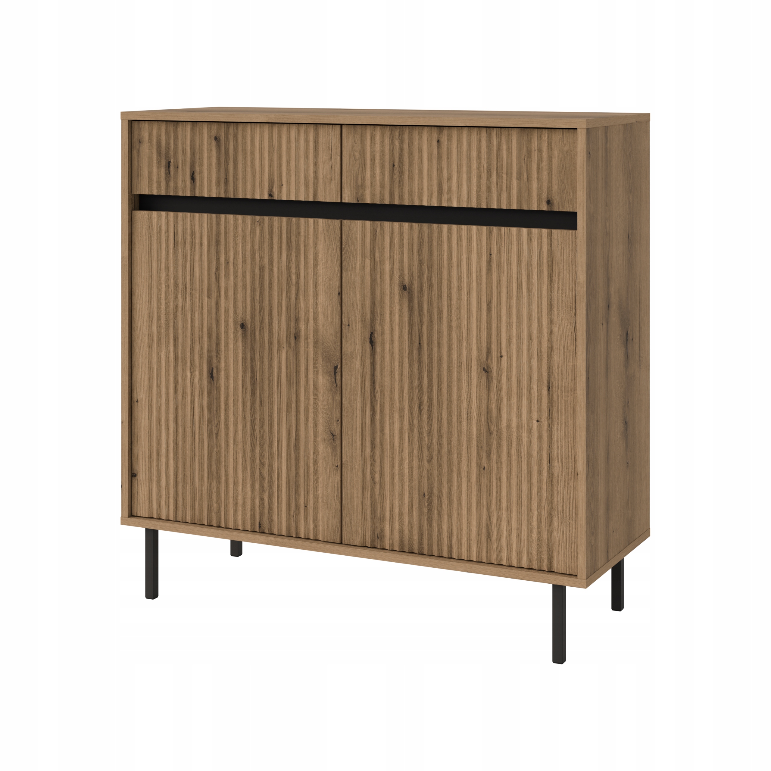 Komoda s rýhovaným čelem do obývacího pokoje Yukashi 2F2S T822 dub evoke