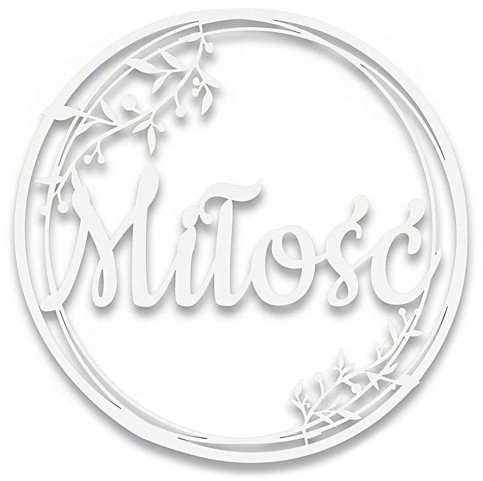 Dekoracje Weselne Napis Miłość BIAŁY 40cm Obręcz Ślub Ozdoba