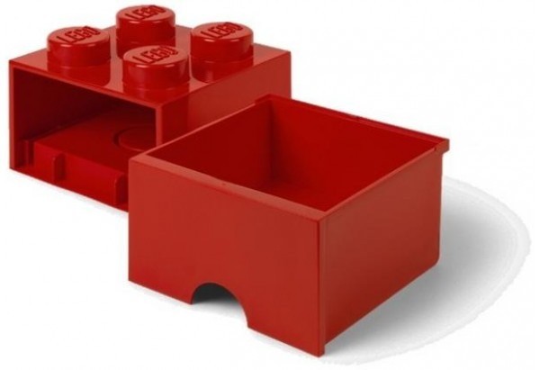Lego úložný box 4 s šuplíkem červená