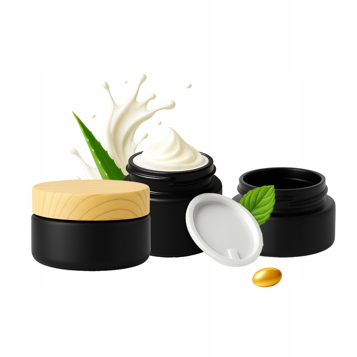 20 x Nádoby na Sklenice Černý Mat 20 g na krém Balzám Kosmetika Masť