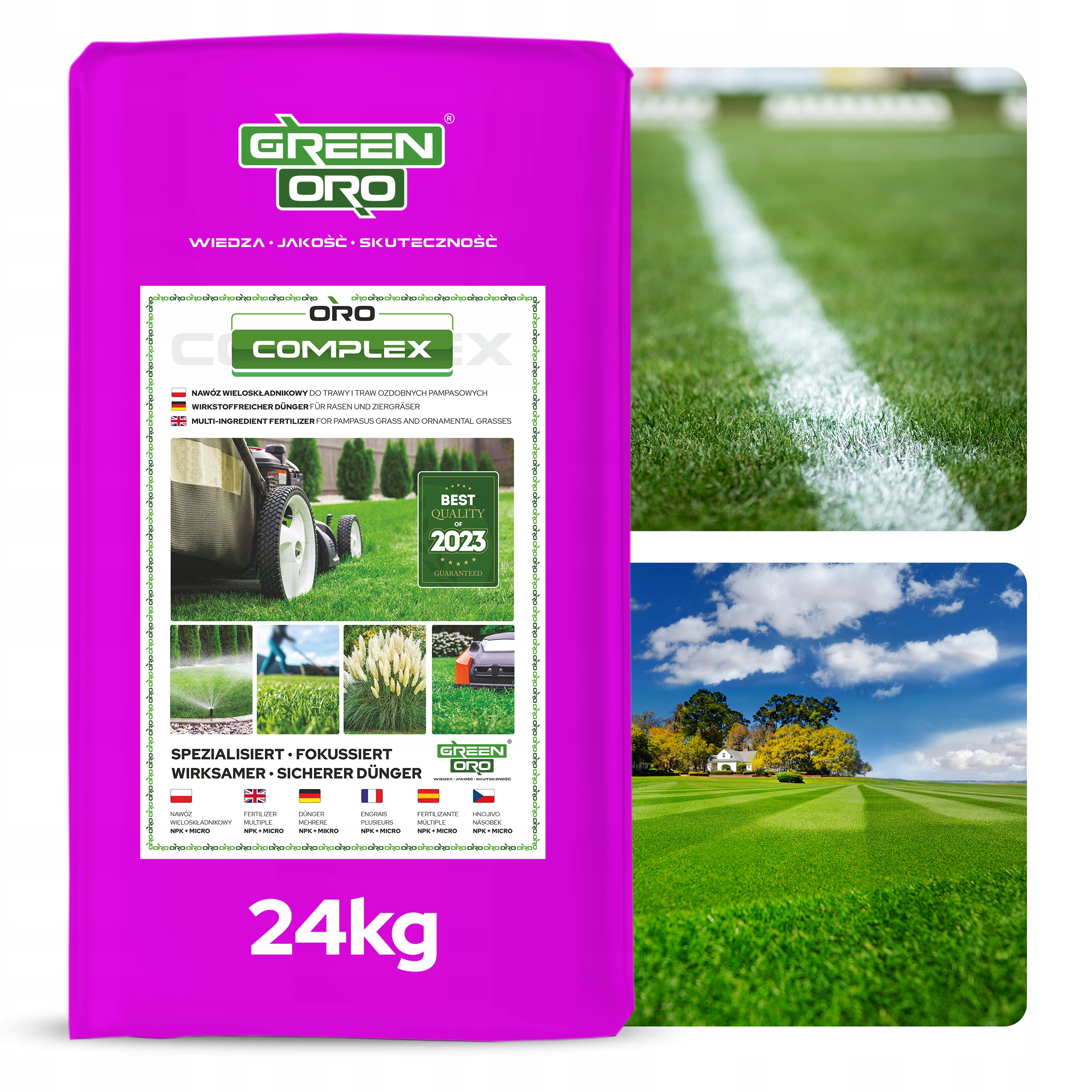 Hnojivo na trávnik proti machu so železom Fe Oro Complex 24kg Green Oro