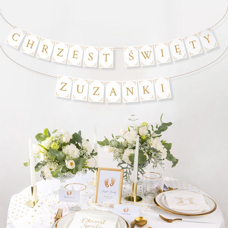BANER GIRLANDA CHRZEST ŚWIĘTY Z IMIENIEM ZŁOTE Okazje chrzest