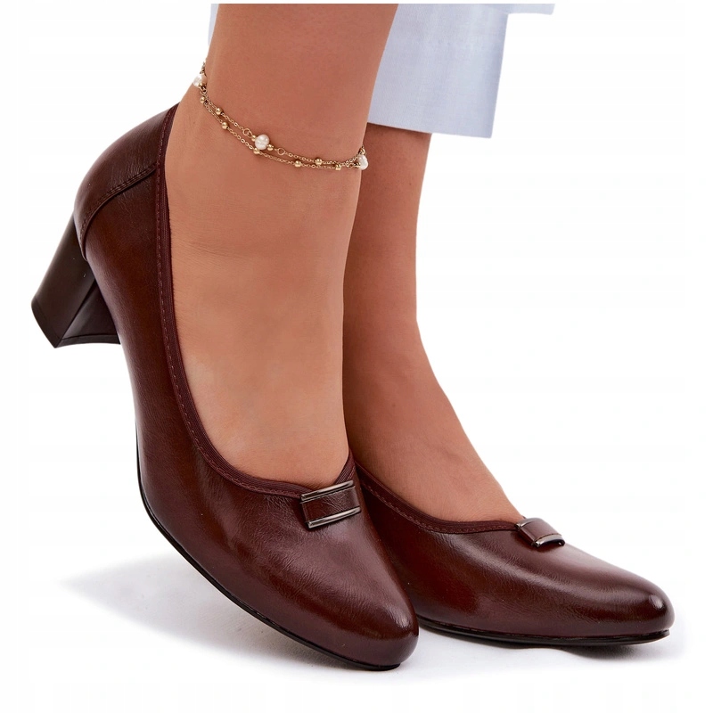 Lodičky Eko Kožené Podpatek Elegantní Vinceza 58622 Hnědé 38