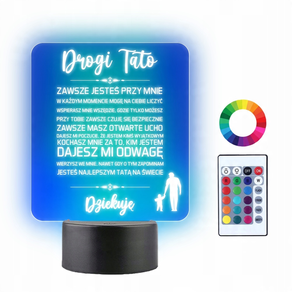 

Lampka Nocna 3D Led na Dzień Ojca Grawer