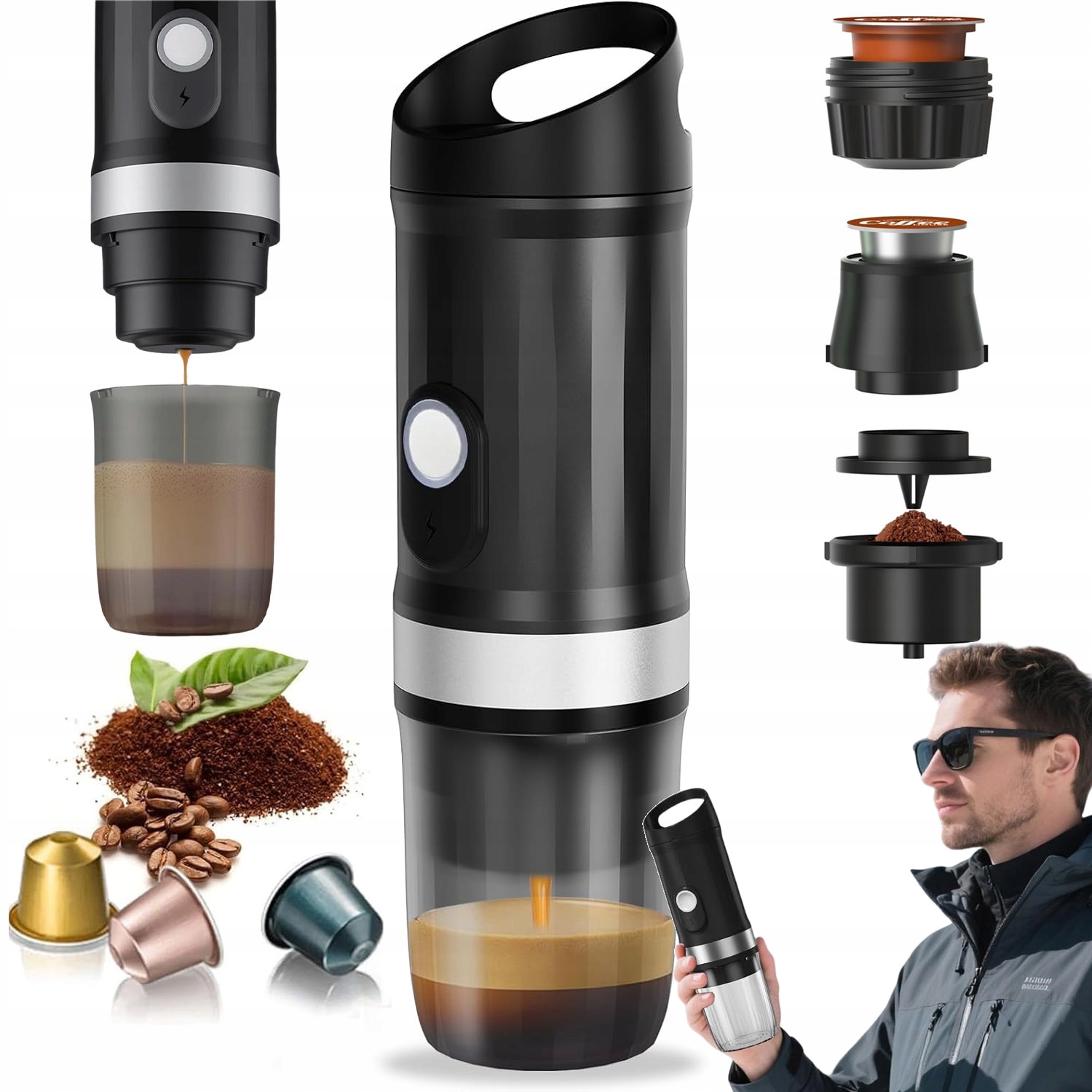 Přenosný Bezdrátový Kávovar Na Cesty 9600MAH, Multifunkční