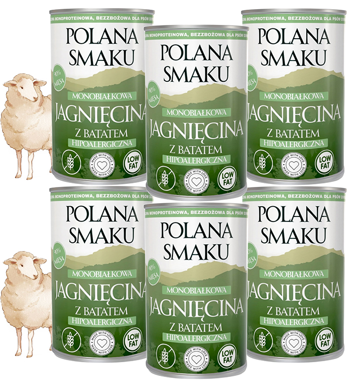Polana Smaku Karma dla psa Jagnięcina z batatami 400g Mono X6