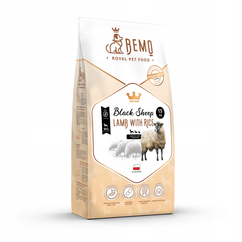 Levně Bemo Black Sheep Jehněčí s rýží M/L 15 kg krmivo pro psy