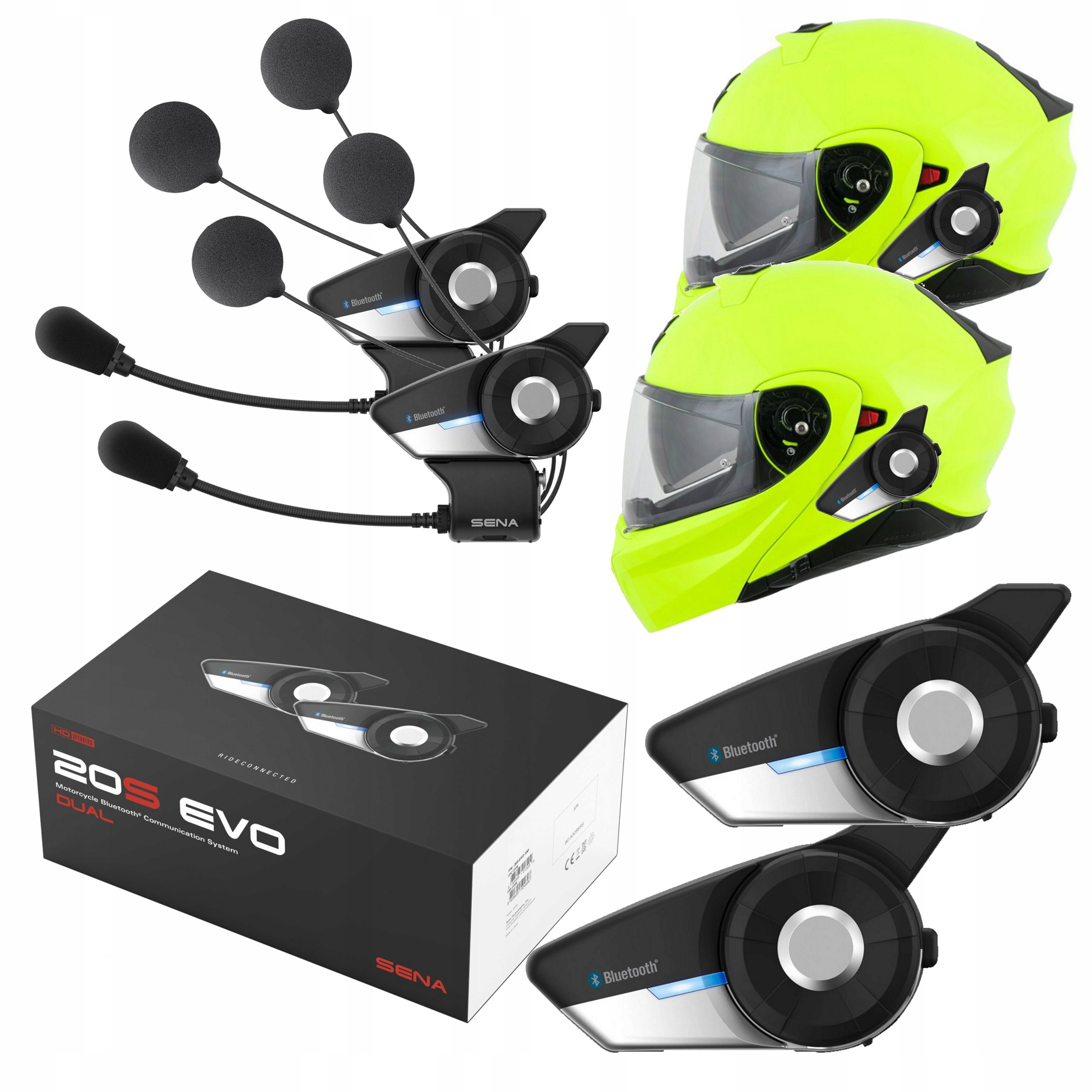 Interkom Sena 20S Evo Pre Motocyklovú Prilbu Bluetooth Sada Pre 2 Prilby