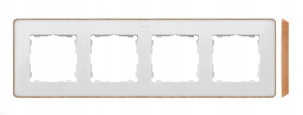 Simon 82 Detail štvornásobný rámik biely, základňa drevo 8201640-270