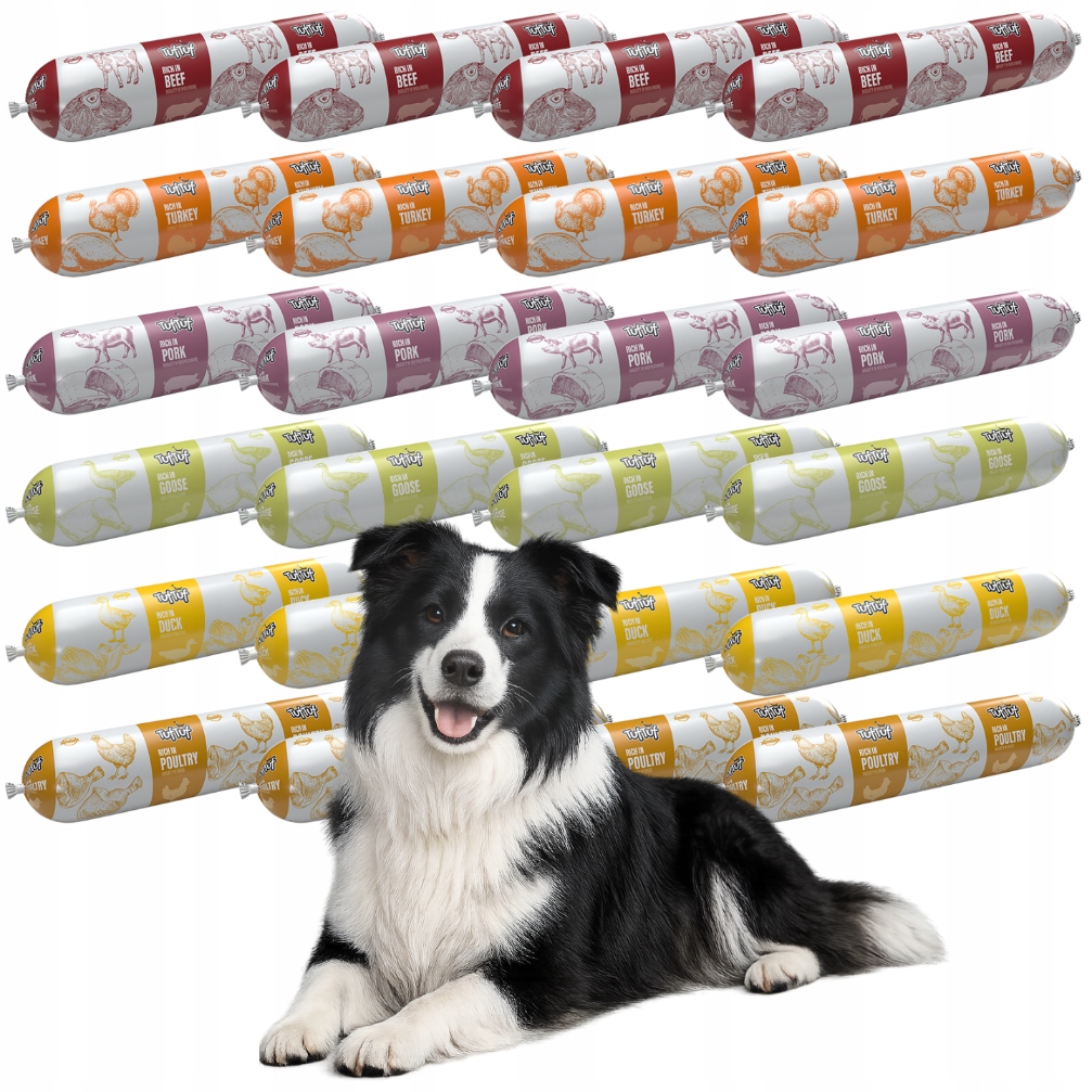 Tuftuf vlhké krmivo pro psy MIX Chutí tyčinka 29x900g tlačenka klobása