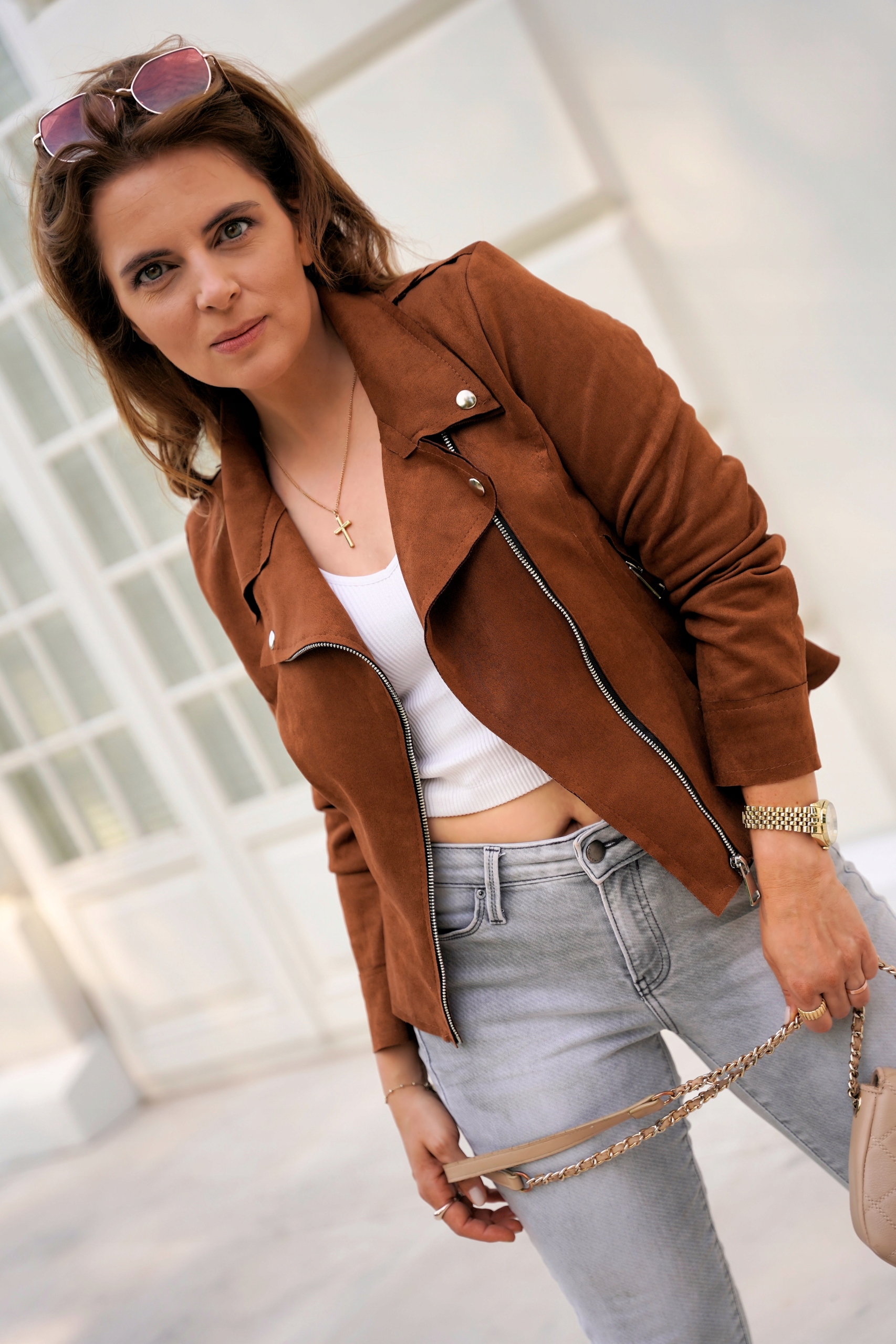 KURTKA RAMONESKA ZAMSZOWA SREBRNE ZAMKI CZARNY M Kaptur bez kaptura