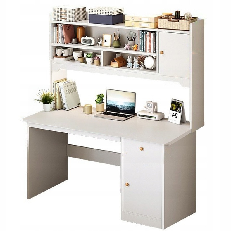 Počítačový Stôl Biely Loft Pod Notebook Stolík S Regálom Herný Veľký