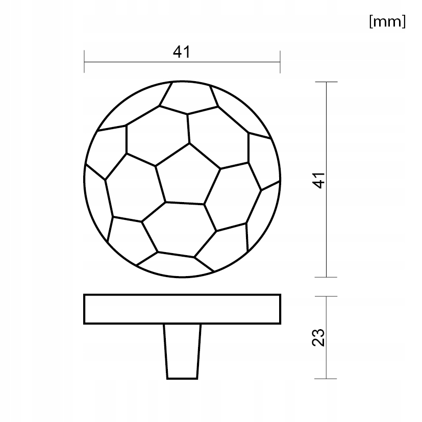 GAŁKA MEBLOWA DZIECIĘCA DO SZAFKI DZIECIĘCEJ PIŁKA Długość 4.1 cm