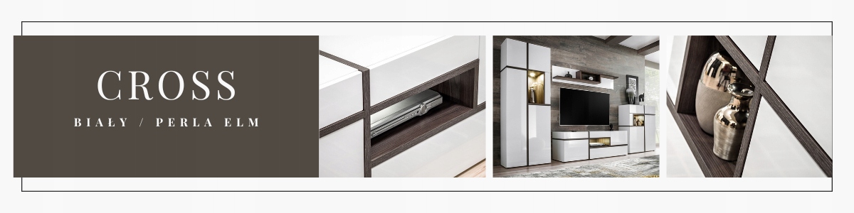 Witryna CROSS perla elm / biały Szerokość mebla 70 cm