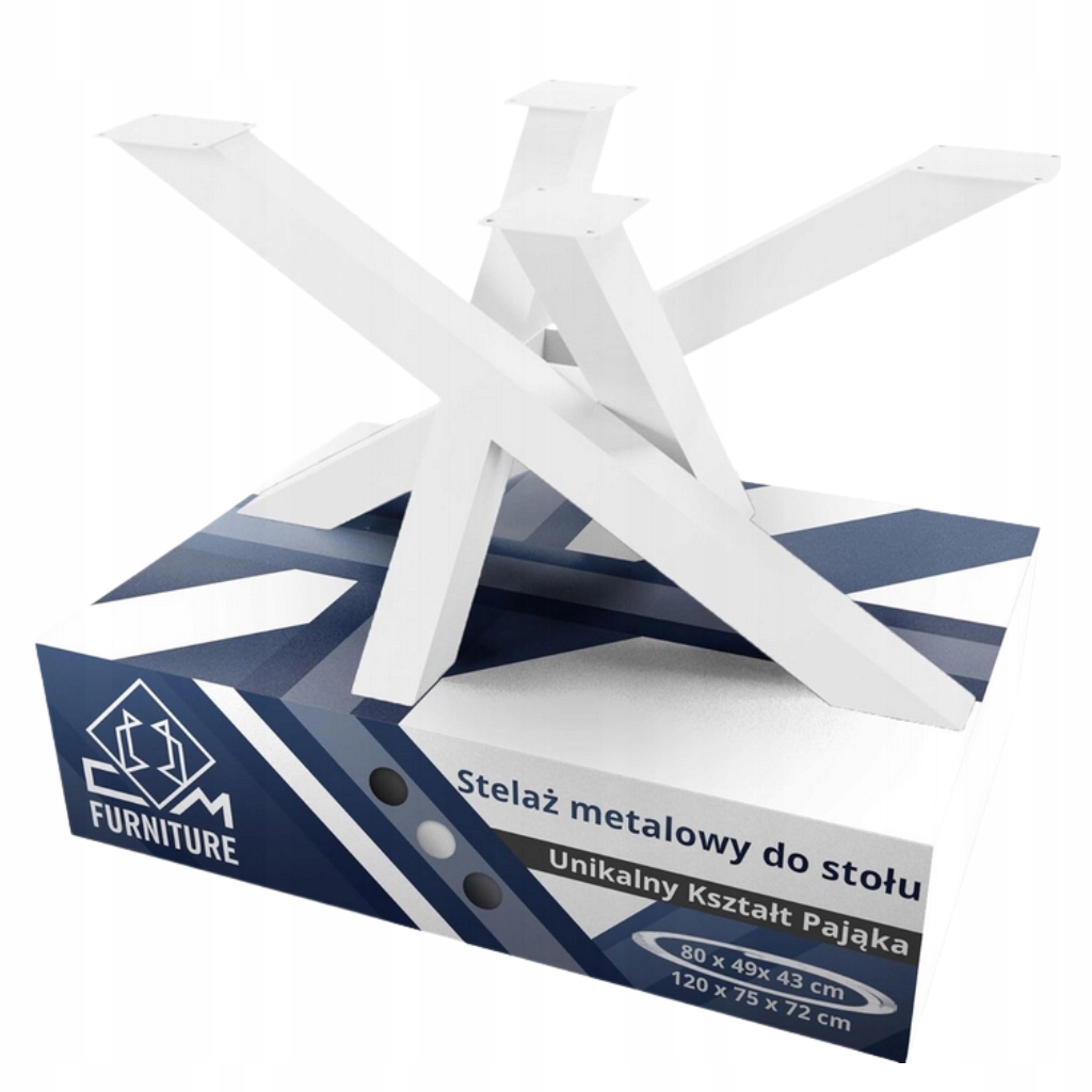 Kovová Noha Na Stolík Kávovej Lavice Pavúk Loft Biela 43x49